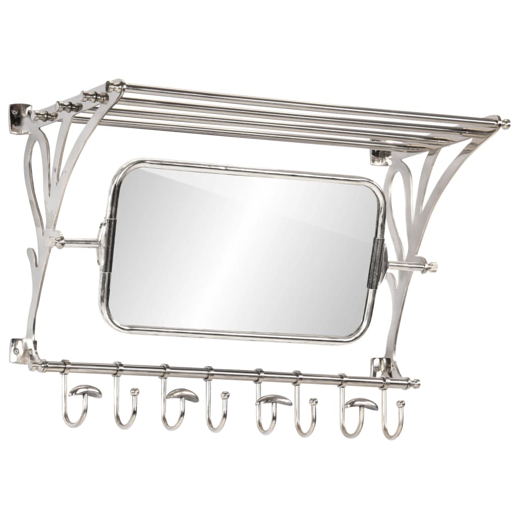 VidaXL Gepäckträger mit Kleiderbügeln und Spiegelwandmontage aus Aluminium