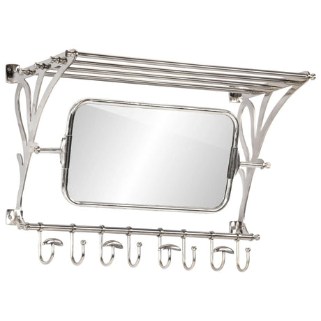 VidaXL Gepäckträger mit Kleiderbügeln und Spiegelwandmontage aus Aluminium