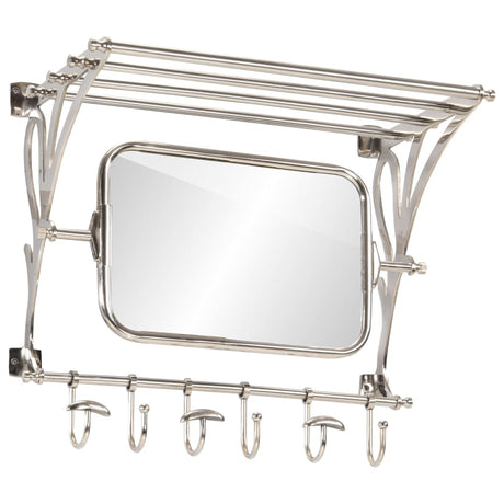 VidaXL Gepäckträger mit Kleiderbügeln und Spiegelwandmontage aus Aluminium
