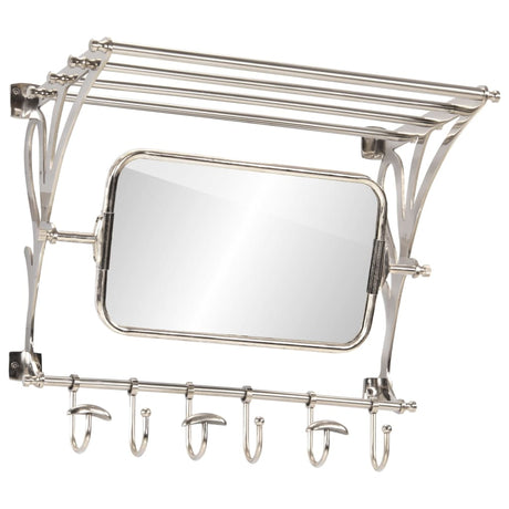 VidaXL Gepäckträger mit Kleiderbügeln und Spiegelwandmontage aus Aluminium