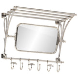 Vidaxl Luggage Rack con perchas de ropa y aluminio de montaje de pared espejo