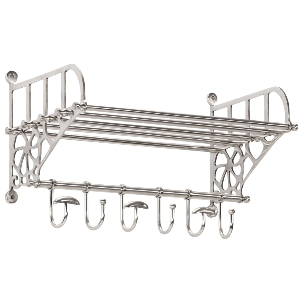 Vidaxl Rack de equipaje con perchas de ropa Montaje de pared de aluminio