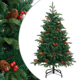 Künstlicher Weihnachtsbaum von Vidaxl mit Scharnieren, Tannenzapfen und Beeren, 120 cm