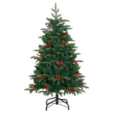 Vidaxl künstlicher Weihnachtsbaum mit Scharnieren, Tannenzapfen und Beeren, 150 cm