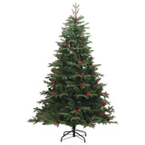 Künstlicher Weihnachtsbaum von Vidaxl mit Scharnieren, Tannenzapfen und Beeren, 180 cm