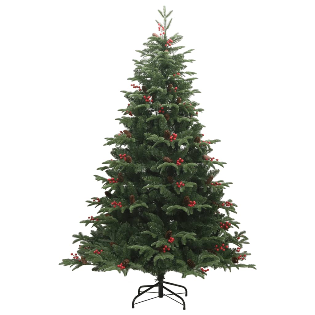 Vidaxl künstlicher Weihnachtsbaum mit Scharnieren, Tannenzapfen und Beeren, 240 cm