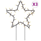 VidaXL Weihnachtsbeleuchtung Stern 3 Stk. mit Erdspießen 50 LEDs 29 cm