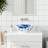 VidaXL Aufsatzwaschbecken rund Φ41x14 cm aus Keramik weiß und blau