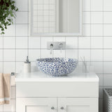 VidaXL Aufsatzwaschbecken rund Φ41x14 cm aus Keramik weiß und blau