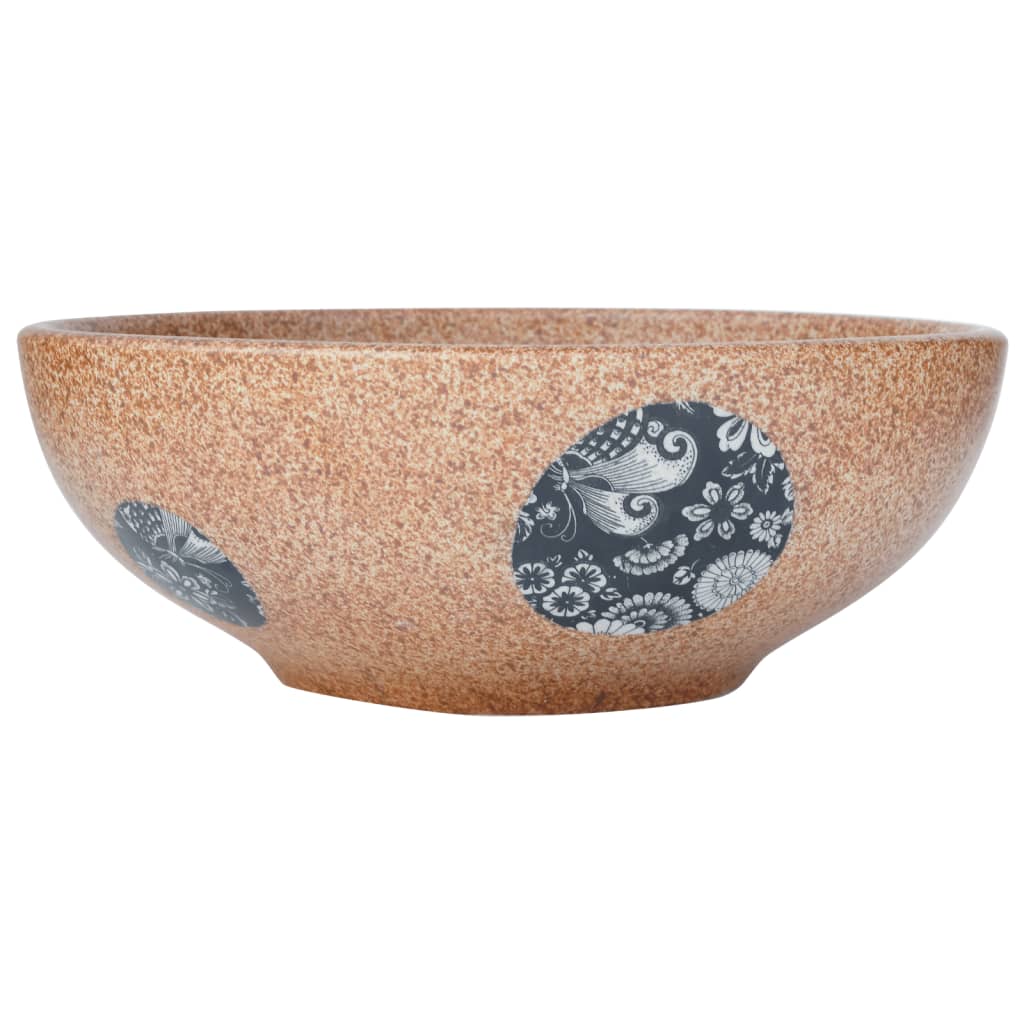 Vidaxx Aufsatzwaschbecken rund φ41x14 cm Keramik braun und blau
