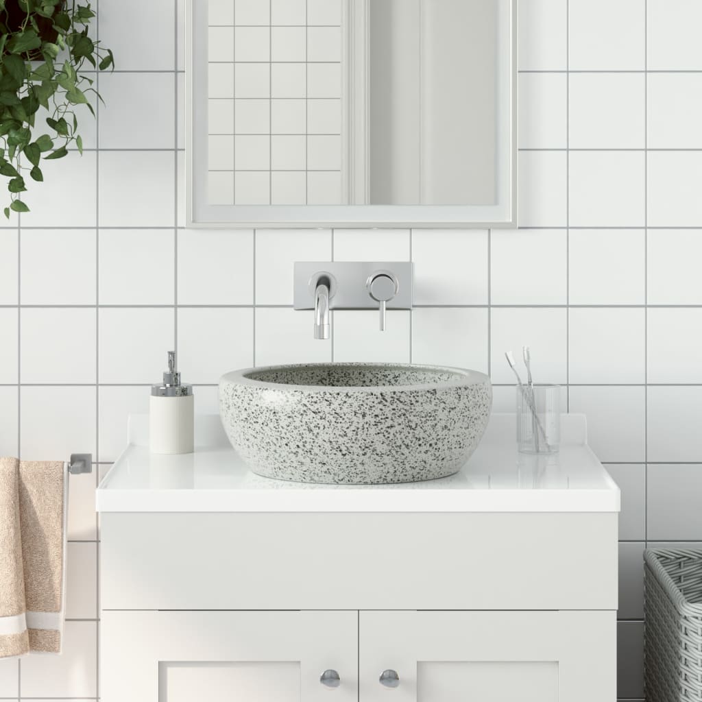 Vidaxx Aufsatzwaschbecken rund φ41x14 cm Keramik grau