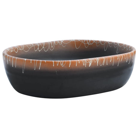Vidaxx Aufsatzwaschbecken oval 47x33x13 cm Keramik schwarz und orange
