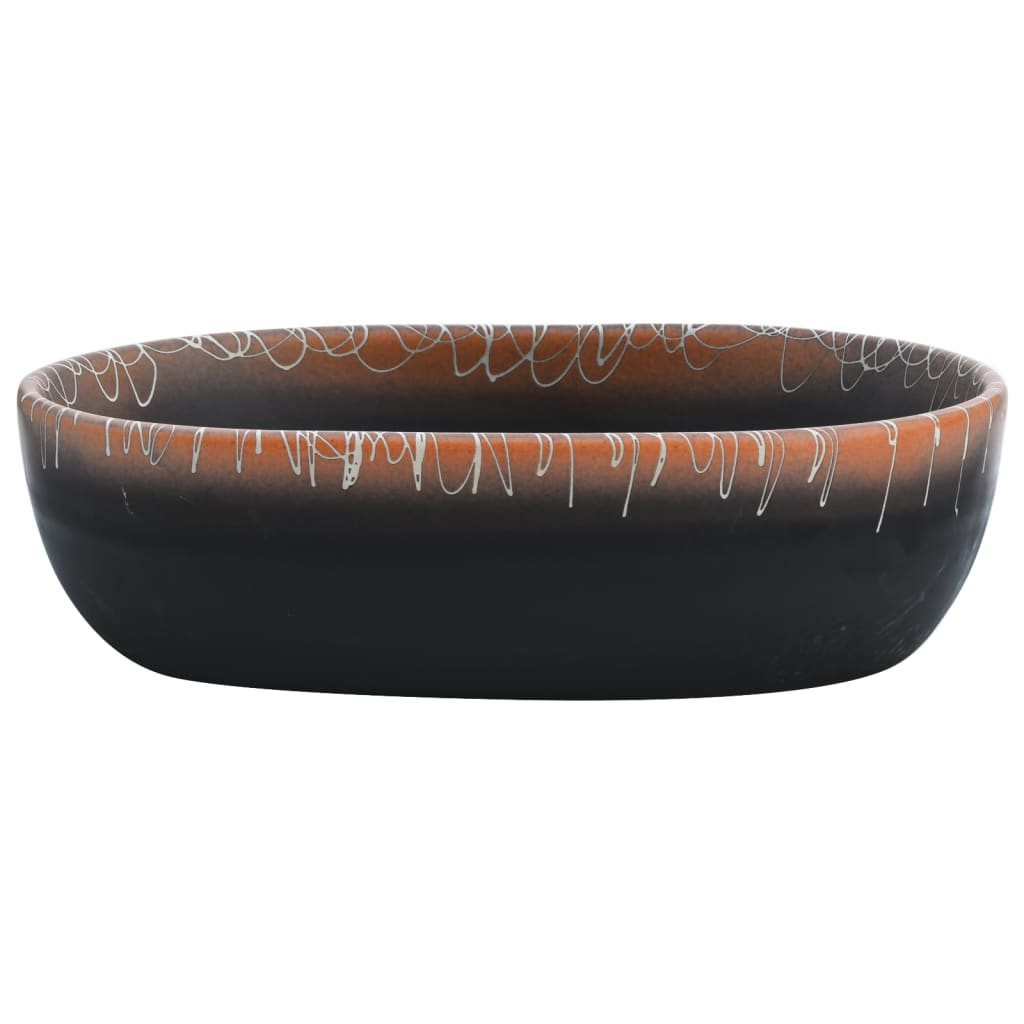 Vidaxx Aufsatzwaschbecken oval 47x33x13 cm Keramik schwarz und orange