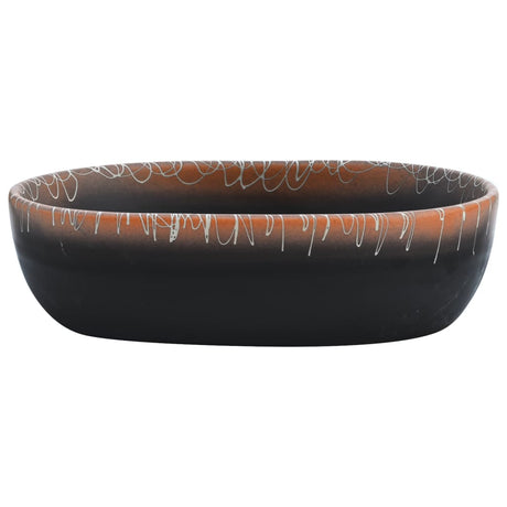Vidaxx Aufsatzwaschbecken oval 47x33x13 cm Keramik schwarz und orange