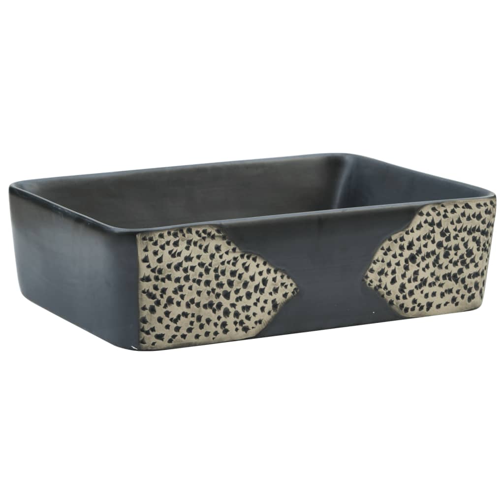 Vidaxx Aufsatzspüle rechteckig 46x35,5x13 cm Keramik schwarz