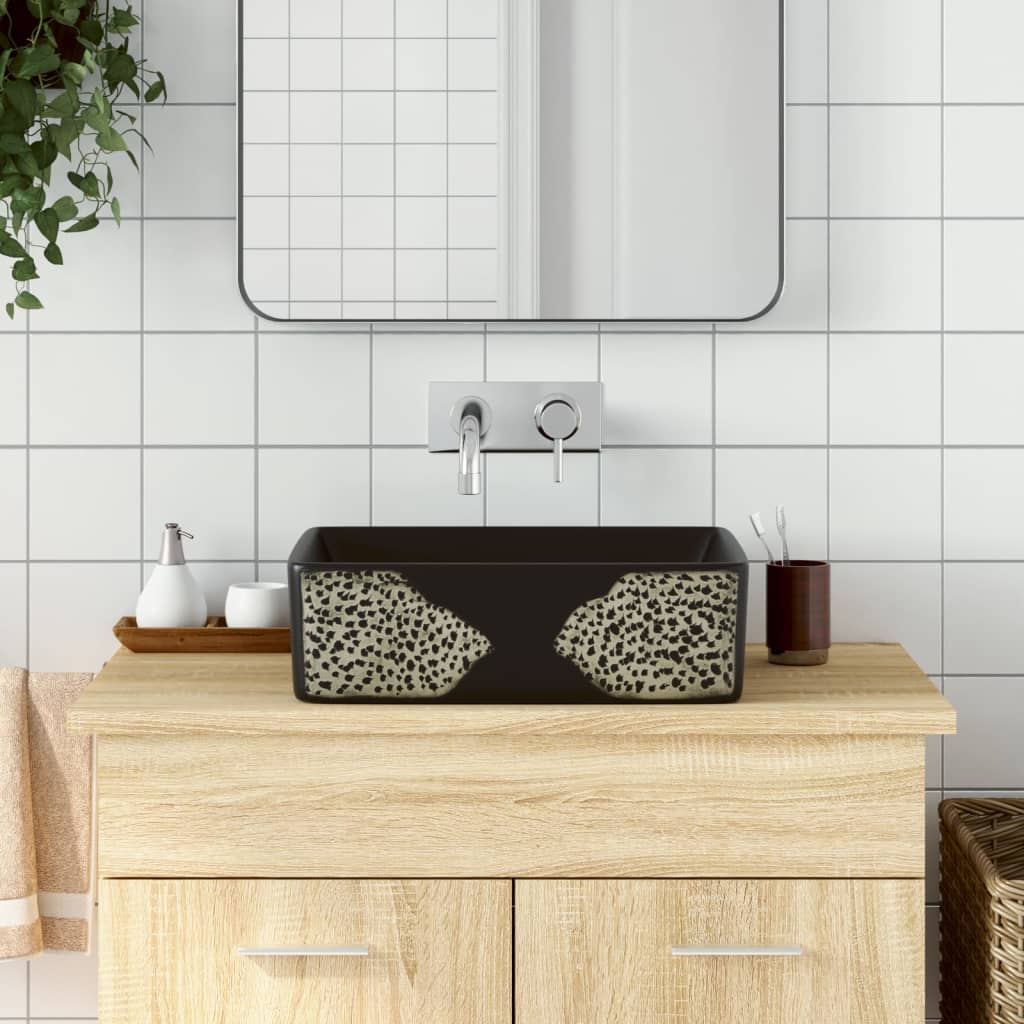 Vidaxx Aufsatzspüle rechteckig 46x35,5x13 cm Keramik schwarz