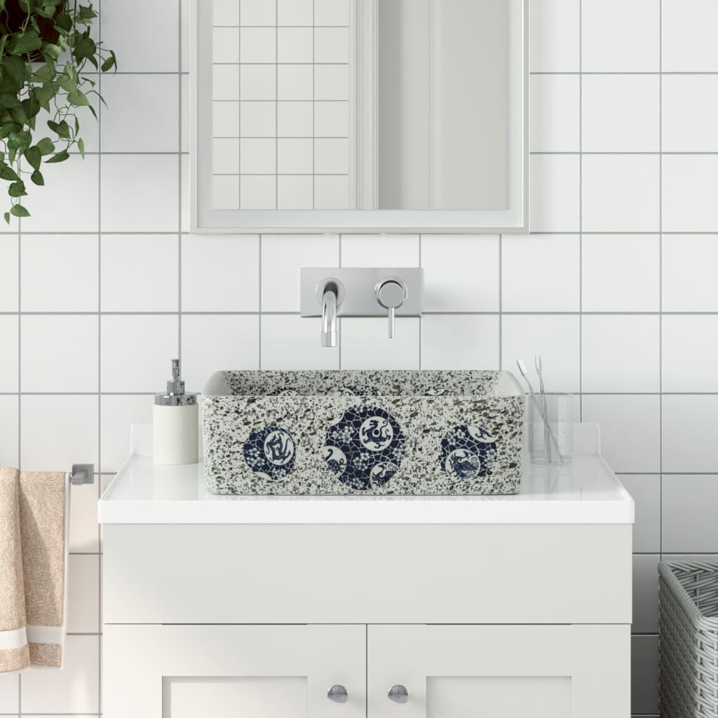 Vidaxx Aufsatzspüle rechteckig 46x35,5x13 cm Keramik Mehrfarbig