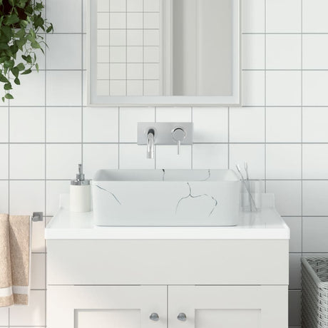 Vidaxx Aufsatzspüle rechteckig 46x35,5x13 cm Keramik weiß