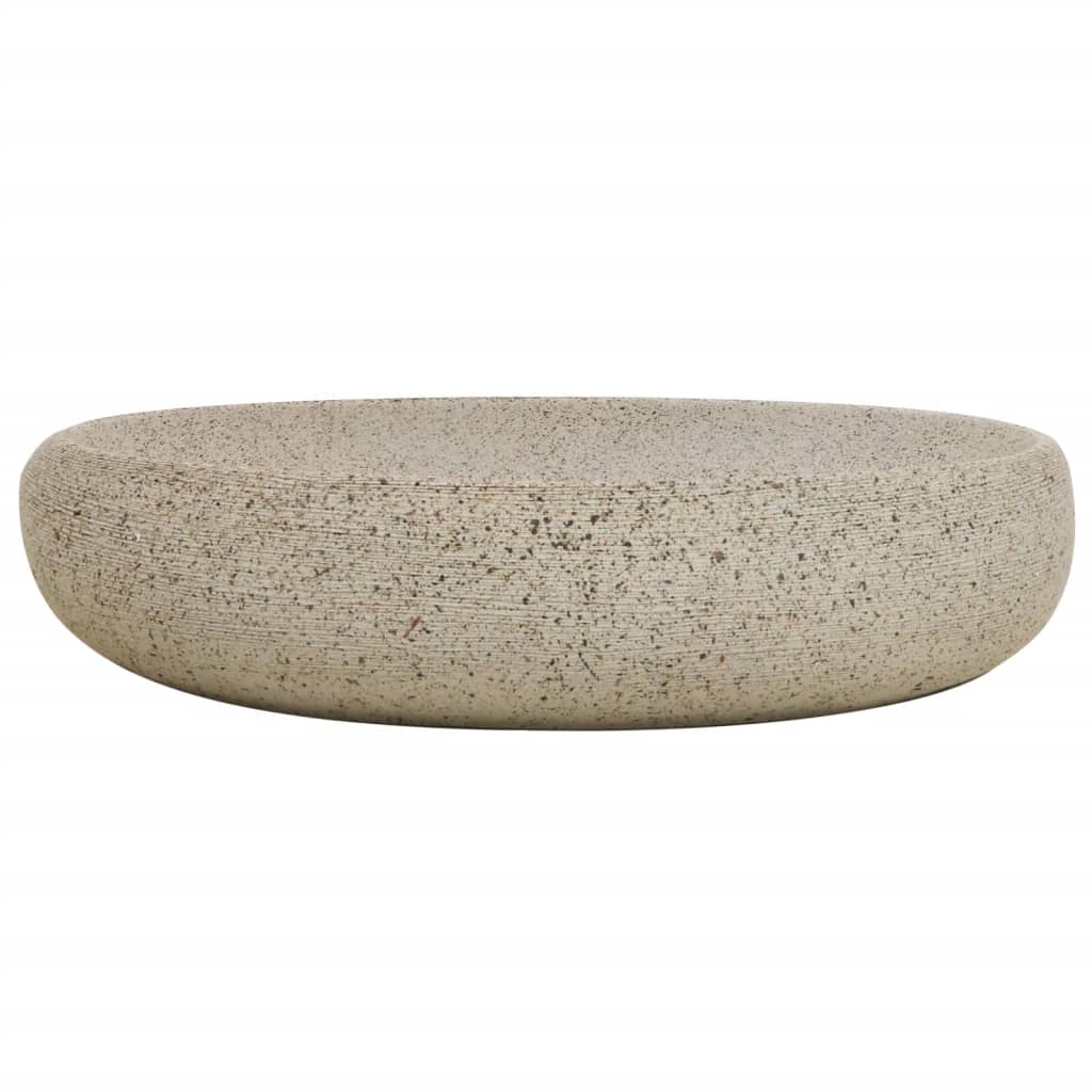 Vidaxl opzetwasbak ovaal 59x40x15 cm keramiek zandkleurig