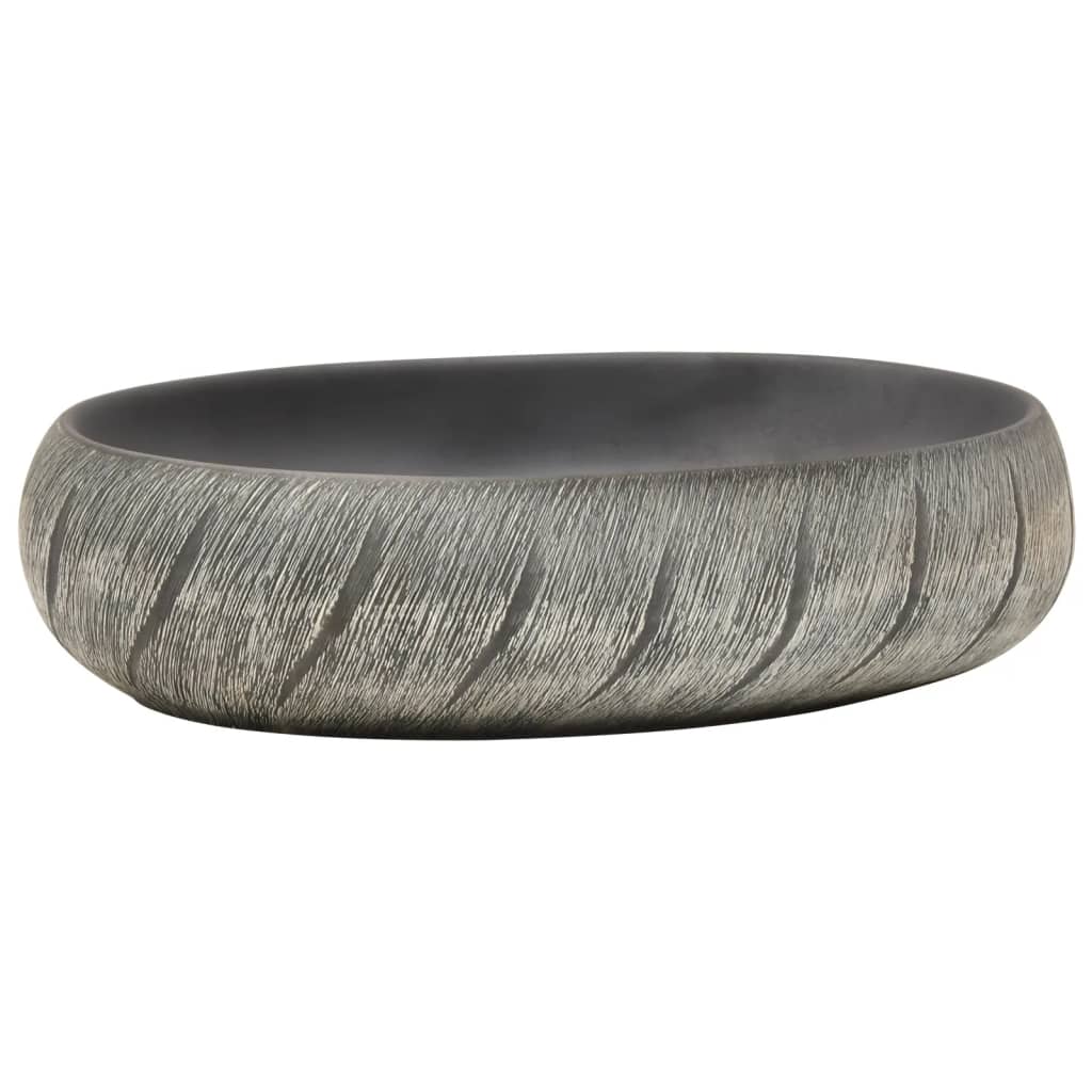 Vidaxx Aufsatzwaschbecken oval 59x40x15 cm Keramik schwarz und grau