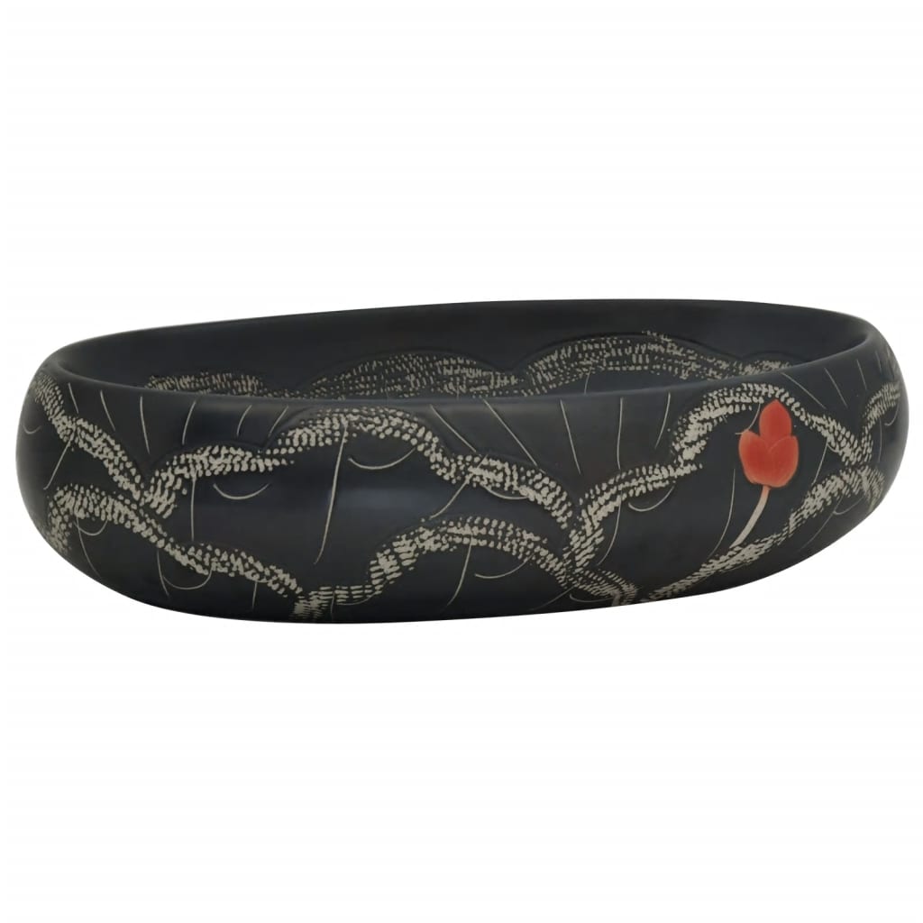 Vidaxx Aufsatzwaschbecken oval 59x40x15 cm Keramik schwarz