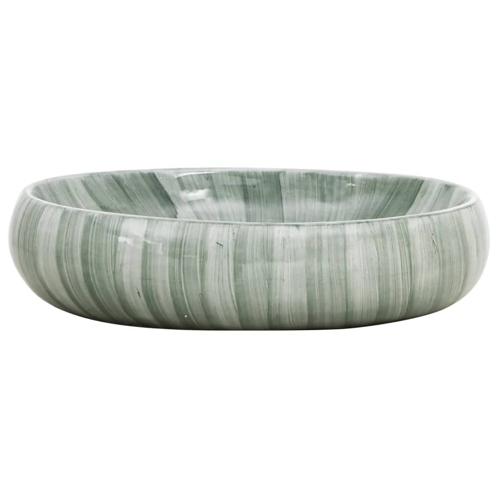VidaXL Aufsatzwaschbecken oval 59x40x15 cm Keramik grün
