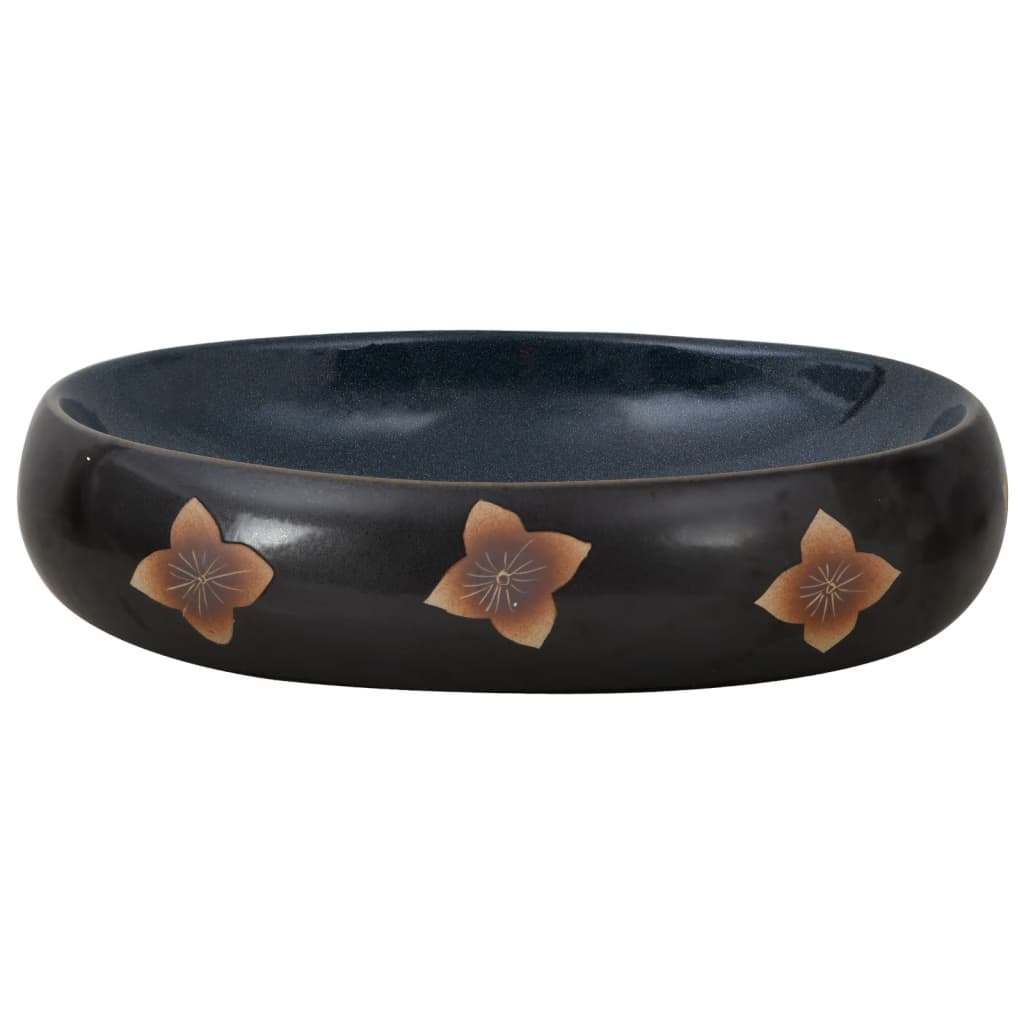 Vidaxx Aufsatzwaschbecken oval 59x40x15 cm Keramik schwarz und blau