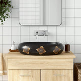 Vidaxx Aufsatzwaschbecken oval 59x40x15 cm Keramik schwarz und blau