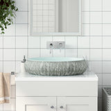 Vidaxx Aufsatzwaschbecken oval 59x40x15 cm Keramik grau und blau