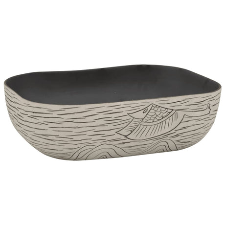 Vidaxx Aufsatzwaschbecken rechteckig 48x37,5x13,5 cm Keramik Grau und Schwarz