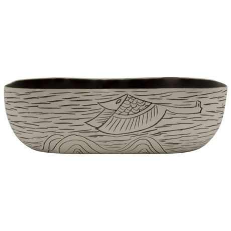 Vidaxx Aufsatzwaschbecken rechteckig 48x37,5x13,5 cm Keramik Grau und Schwarz