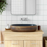 Vidaxx Aufsatzwaschbecken oval 59x40x14 cm Keramik braun und blau