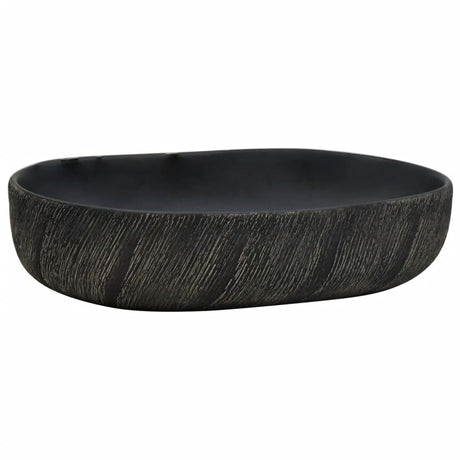 Vidaxl opzetwasbak ovaal 59x40x14 cm keramiek zwart