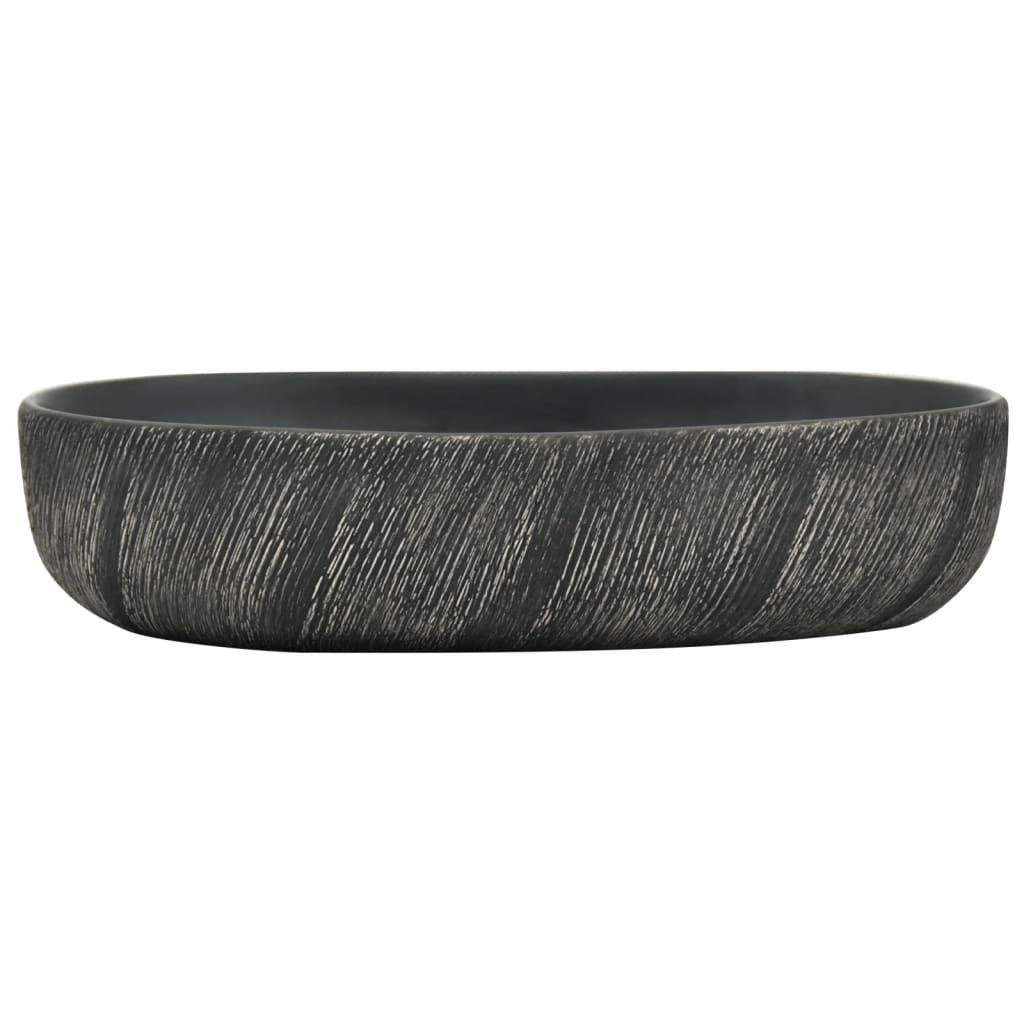 Vidaxl opzetwasbak ovaal 59x40x14 cm keramiek zwart