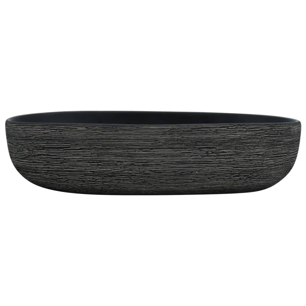 VidaXL Aufsatzwaschbecken oval 59x40x14 cm Keramik grau und schwarz