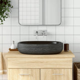 VidaXL Aufsatzwaschbecken oval 59x40x14 cm Keramik grau und schwarz