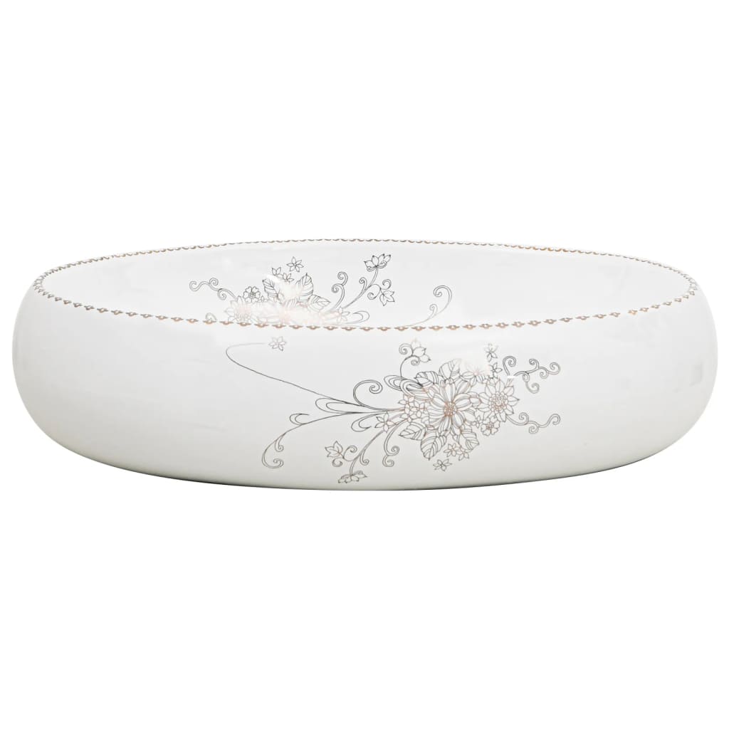 VidaXL Aufsatzwaschbecken oval 59x40x15 cm Keramik weiß