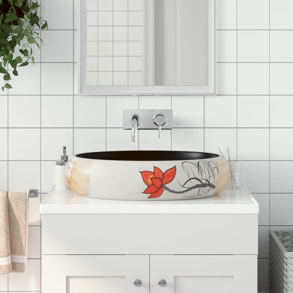 Vidaxx Aufsatzwaschbecken oval 59x40x15 cm aus Keramik mehrfarbig
