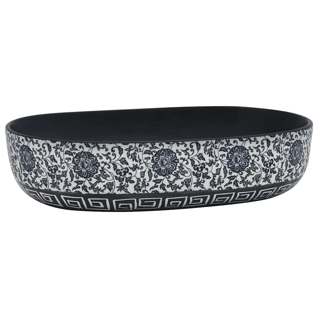 Vidaxx Aufsatzwaschbecken oval 59x40x14 cm Keramik schwarz und blau