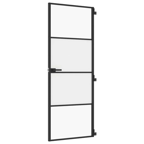 Vidaxx Innentür schmal 76x201,5 cm Hartglas und Aluminium schwarz