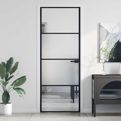 Vidaxx Innentür schmal 76x201,5 cm Hartglas und Aluminium schwarz