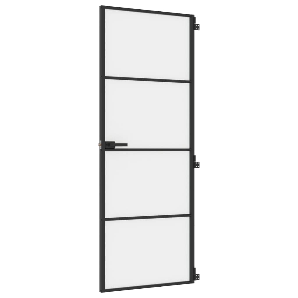 Vidaxl Innenür schmal 76x201,5 cm gehärtetes Glas und Aluminiumschwarz