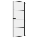 Vidaxl Innenür schmal 76x201,5 cm gehärtetes Glas und Aluminiumschwarz