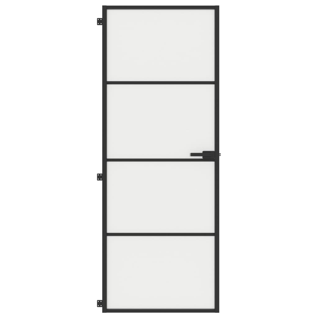 Vidaxl Innenür schmal 76x201,5 cm gehärtetes Glas und Aluminiumschwarz