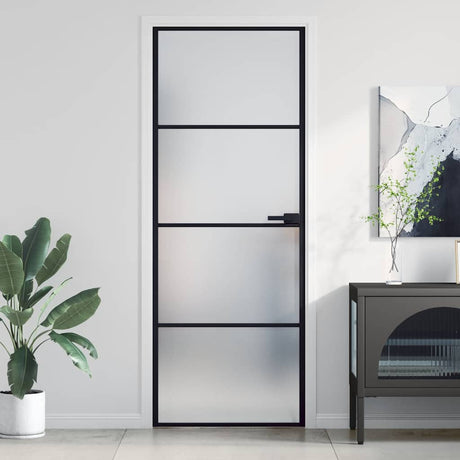 Vidaxx Innentür schmal 76x201,5 cm Hartglas und Aluminium schwarz