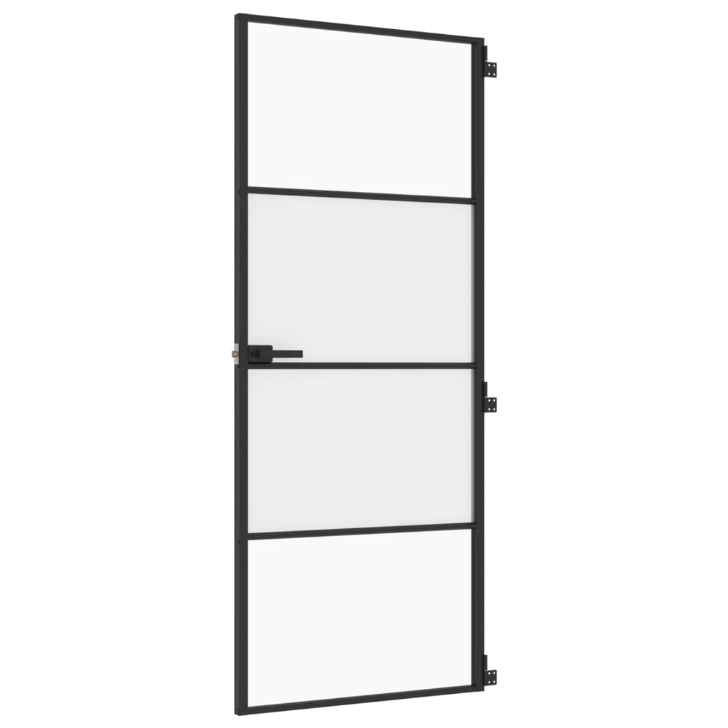 Vidaxl Innenür schmal 83x201,5 cm gehärtetes Glas und Aluminiumschwarz