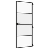 Vidaxl Innenür schmal 83x201,5 cm gehärtetes Glas und Aluminiumschwarz