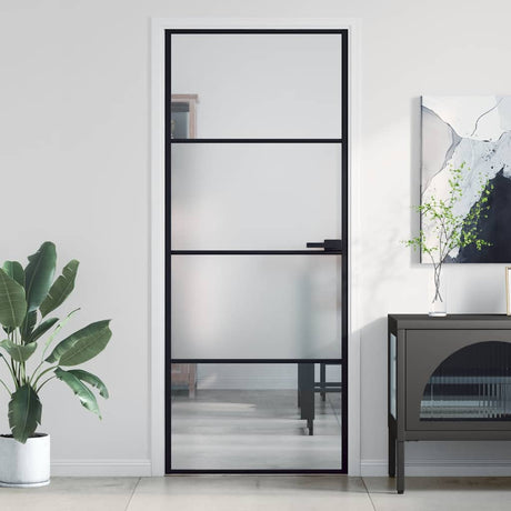 Vidaxx Innentür schmal 83x201,5 cm Hartglas und Aluminium schwarz