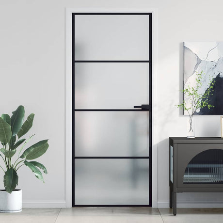 Vidaxx Innentür schmal 83x201,5 cm Hartglas und Aluminium schwarz