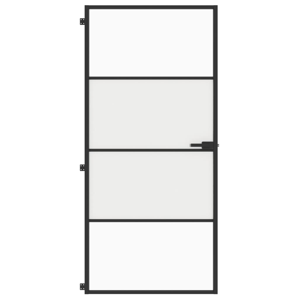 Vidaxl Innenür schmal 93x201,5 cm gehärtetes Glas und Aluminiumschwarz